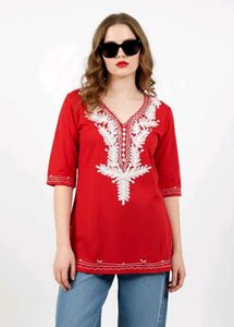 Red Embroidered short kurti ❤️