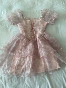 Pink Puff Sleeve Mini Dress