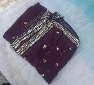 Burgundy Dupatta With Sequence Work Never Used
