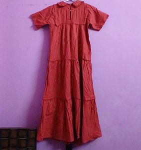 Red Girls Casual korean Dress