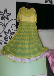 Yello N Green Gown With Duppata