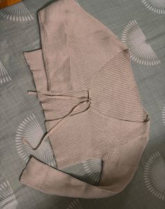 Ribbed Tie Front Crop Top