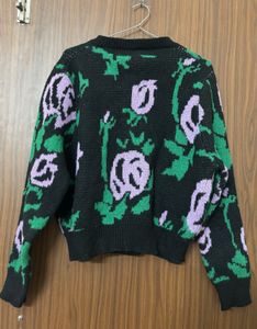 Floral Patterned Cardigan Sweater