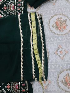 Dark Green Kurta With Plazo And Dupatta