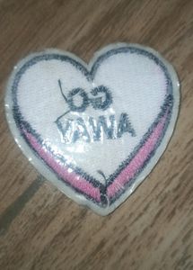Iron On Applique/Patch- Pink Heart, &#34;Go Away&#34;