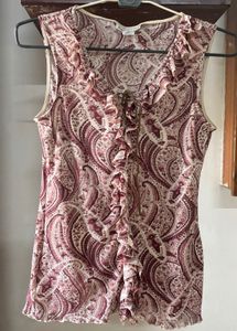 Vintage Ruffle Paisley Sleeveless Top