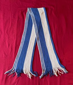Striped Blue & White Knitted Winter Scarf