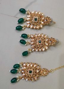 Elegant Gold-Plated Emerald Jewelry Set