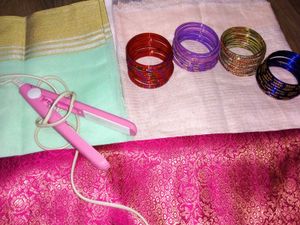 Set: Hair Straightener, Bangles,Bra Strap, Blouse