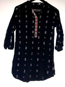 Black Printed Tunic Top