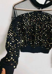 Sequin Sheer Sleeve Top