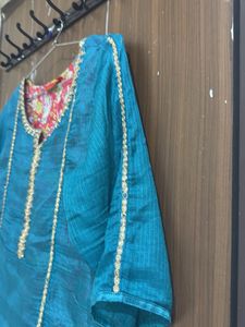 Teal &amp; Pink Kurta Set