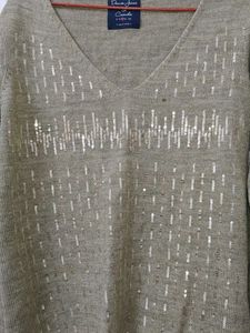 Golden Brown Sequence Knit Sweater