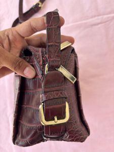 Zara Faux Croc Shoulder Bag