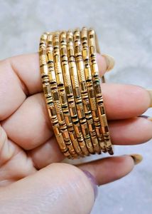 Golden Color Metal Bangle Set Of 8 &amp; Size-2&#34;8