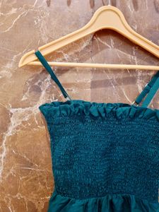Green Smocked Jumpsuit