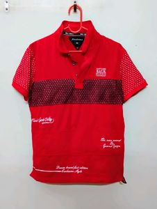 Cotton T-shirt For Boys-Red 🔴 (With Collar)