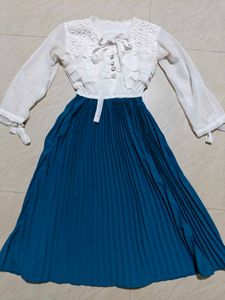 Elegant Blue & White Midi Dress