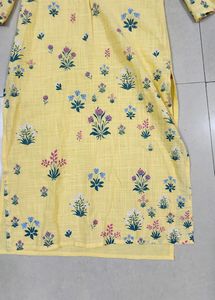 W Sunshine Yellow A Line Cotton Kurta