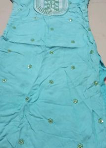 Turquoise Embroidered Kurti