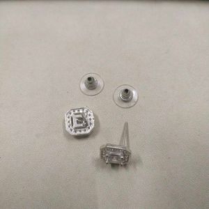 Pure Silver Square Shape AD Studs/Earrings 1 pair