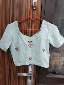 Light Blue Embroidered Lehenga