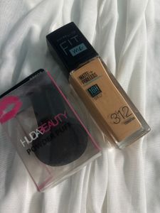 Combo Maybelline Fit Me Foundation &amp; Powder Puff