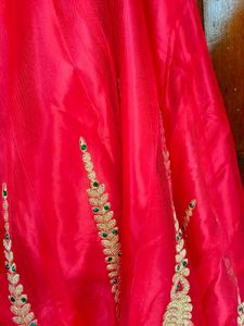 Red &amp; Gold Embroidered Lehenga