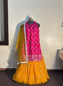 Pink &amp; Yellow Lehenga Choli Set