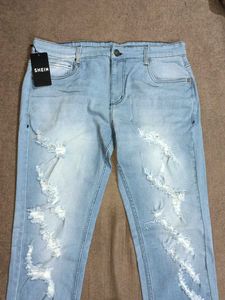 Shein Full Length Heavy Distress Skinny Jeans