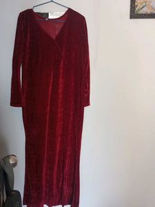 Elegant Red Velvet Dress