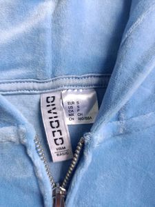 H&amp;M Baby Blue Velour Zip-up Hoodie