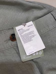 H&amp;m Sage Green Linen Blend Trouser