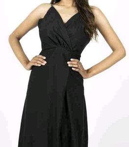Women Fit and Flare Black Dress