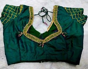 Pure Kanjeevaram Silk Green color Wedding blouse