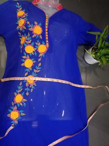 Royal Blue Kurti With Sleeveless Inner👗
