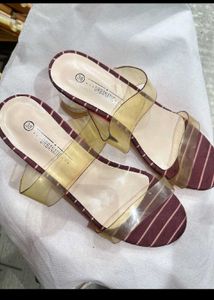 Transparent Strip, Maroon Color Urbantic Heels