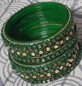 Green Beaded Bangle Set