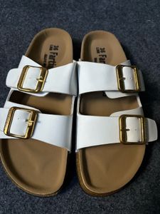 White Double Buckle Sandals