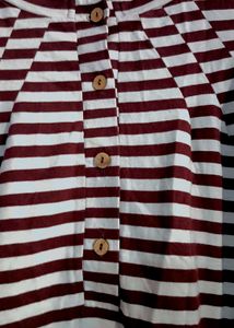 Vintage Brown &amp; White Striped Full Sleeves T-Shirt