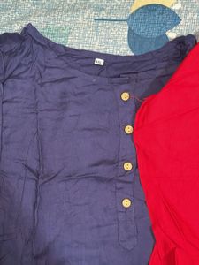 Long Sleeve Red and Navy Combo Set