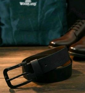 Woodland Black Leather Belt
