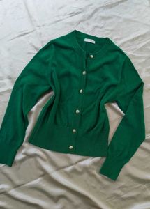 Green Button-Down Cardigan