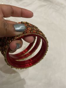 Red &amp; Gold Bangle Set