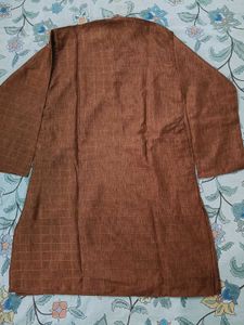 Brown Embroidered Kurta -3 Pice