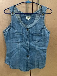 Denim Smart Sleeveless Jacket