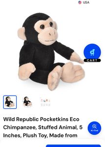 Wild Republic Pocketkins Eco Chimpanzee, Stuffed A