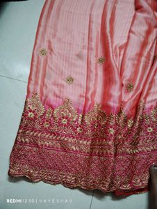Elegant Pink &amp; Gold Embroidered Saree