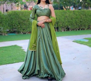 Olive Green Crop Top &amp; Skirt Set