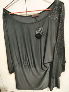 Black Top With Sequence Work On Arm